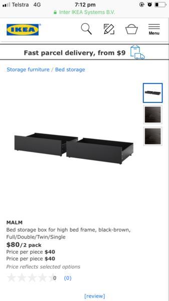 PRICE DROP IKEA bed draws MALM black-brown x4