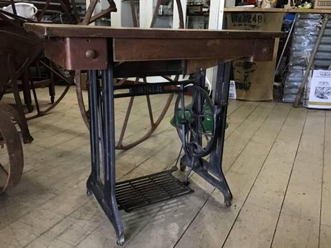 Vintage Singer sewing machine cabinet table desk iron base
