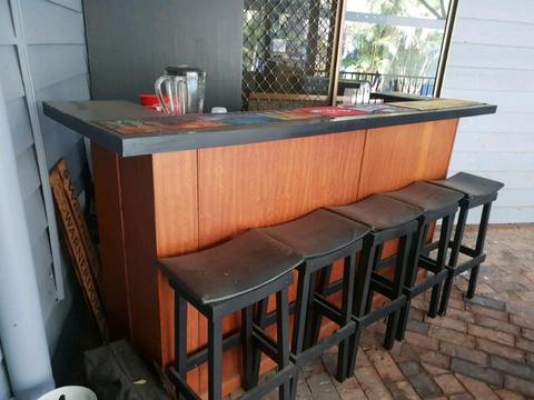 Bar and stool with built in fridge and freezer