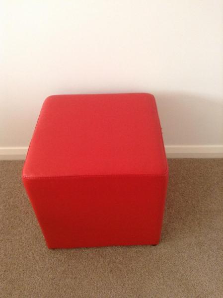 Red cube/footstool/seat