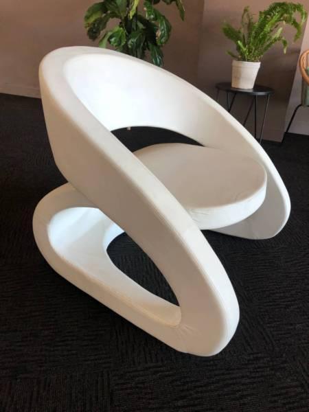 White Leather Decorative Lounge Chair