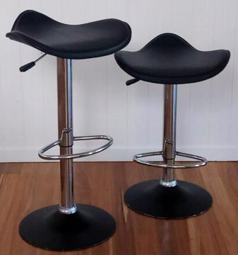 Black leather kitchen stools