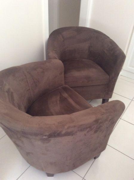 Tub chairs brown velvet