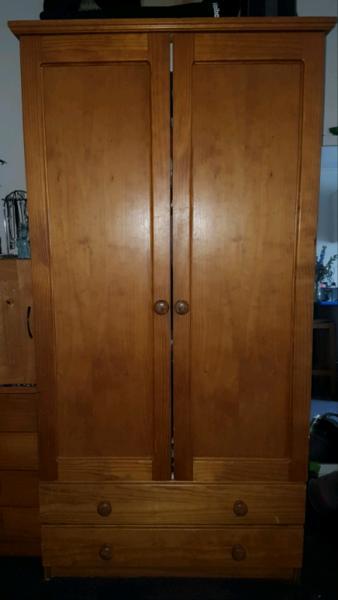 Wooden wardrobe with 2 large drawers