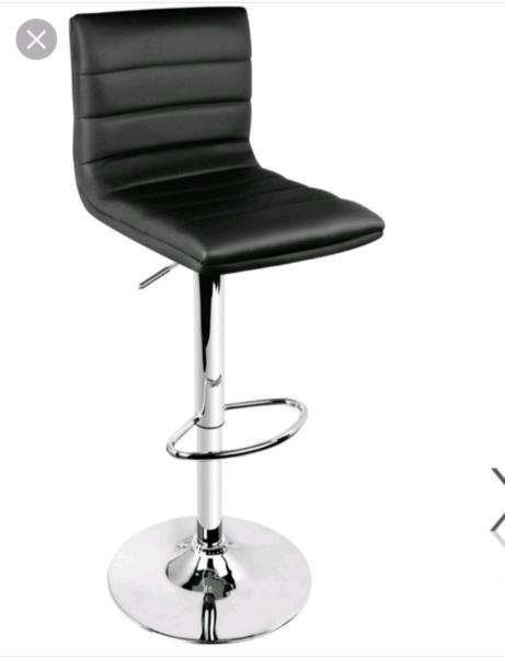 BRAND NEW black leather bar stools x4