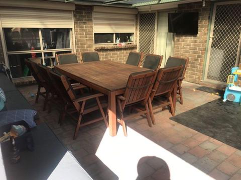 10 seater outdoor setting -solid timber