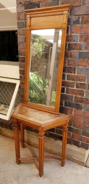 Antique hallway table with matching wall hung mirror