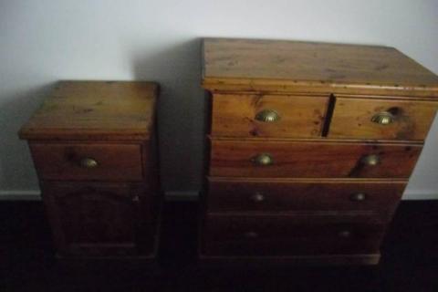 CHEST OF DRAWERS AND BEDSIDE CABINET