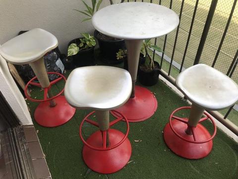 Retro vintage bar stools and table collectables