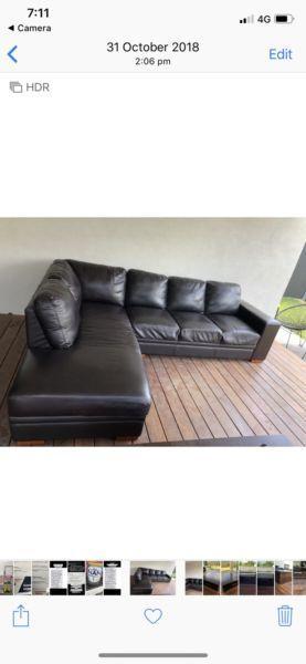 Leather Couches - L Shaped - Brown