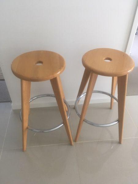 Domayne Timber bar stools x 2