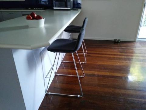 fabric bar stool (dark grey) with chrome legs (x2)