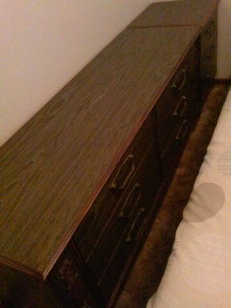 Old unwanted tallboy with bedside tables