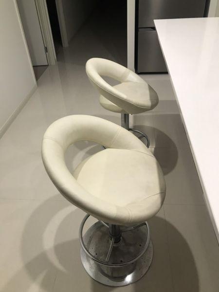 2 white bar stools for sale