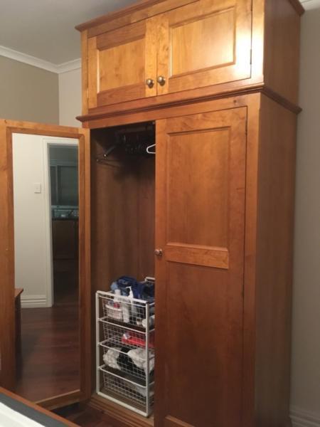 Solid timber wardrobe . As new condition