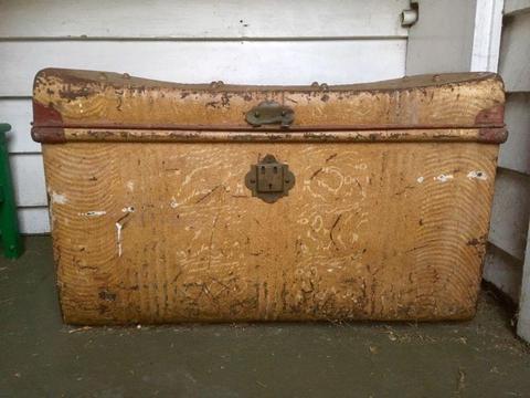 Large vintage metal trunk