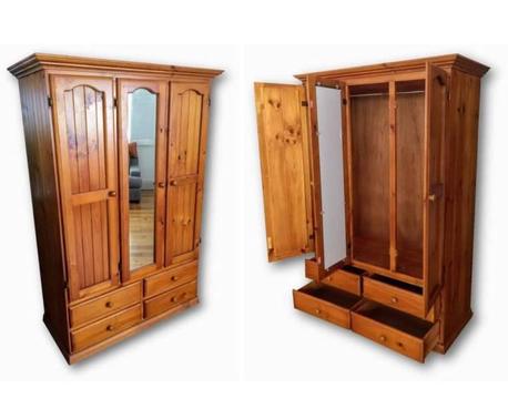 Beautiful three door four drawer timber wardrobe
