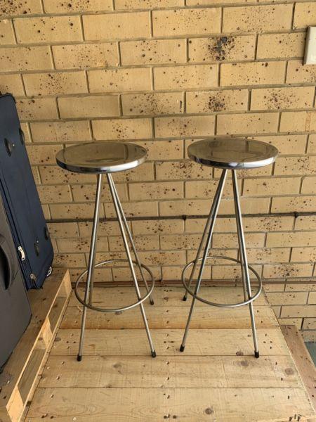 Pair Contemporary Chrome bar stools