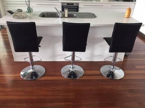 Genuine Leather Gas Lift Bar Stools x 3