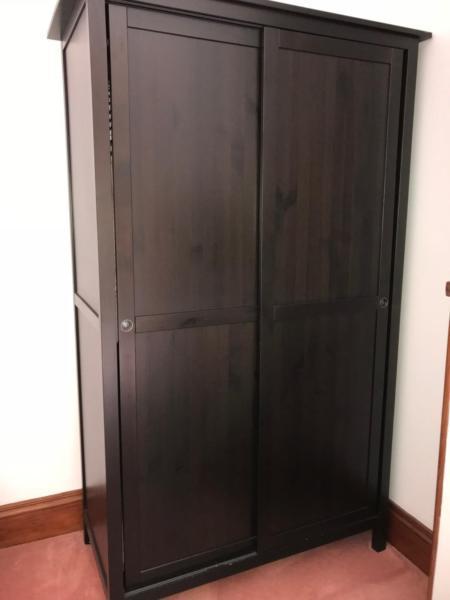Wardrobe, 2 sliding doors, built in shelves, dark brown