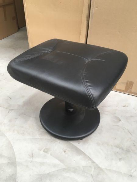 Black leather footstool