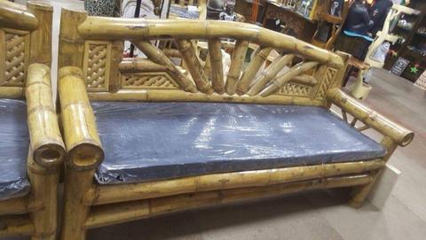 Bamboo bench with cushion