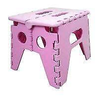 Pink Fuschia Plastic folding step stool home kitchen storage