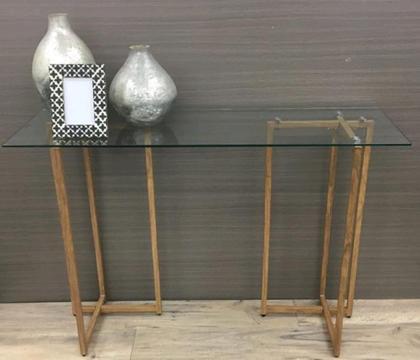 Glass and wooden console table