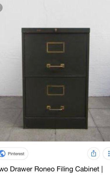 Wanted: Wanted - 2 draw black vintage filing cabinet