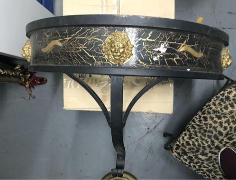 Hanging wrought Iron Shelf with Glass top