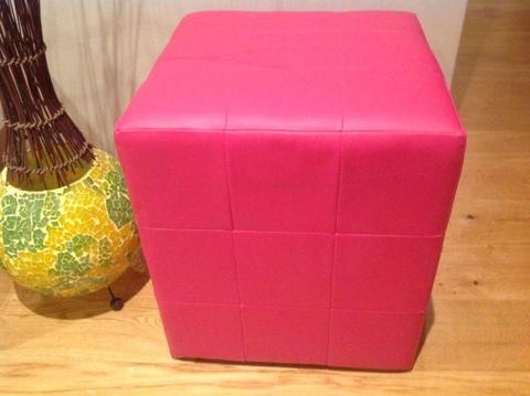 Pink foot stool cube side table ottoman
