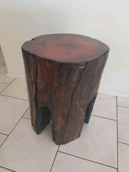 Natural timber stool. Hand-made, Red gum stool
