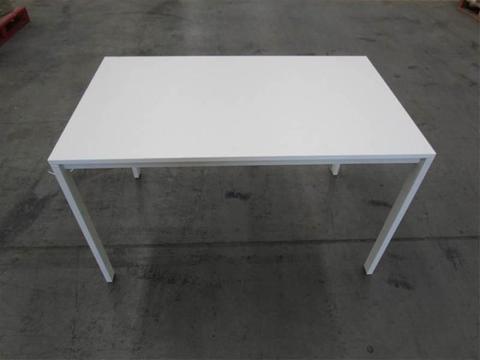 Ikea White Laminex Top Table with Metal Frame 125 x 75 x 74cm