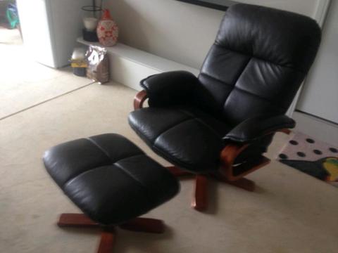 German leather recliner and matching ottoman