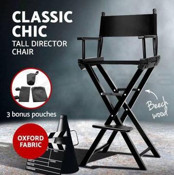 Professional Tall Director Chair Makeup Artist Movie Wood New