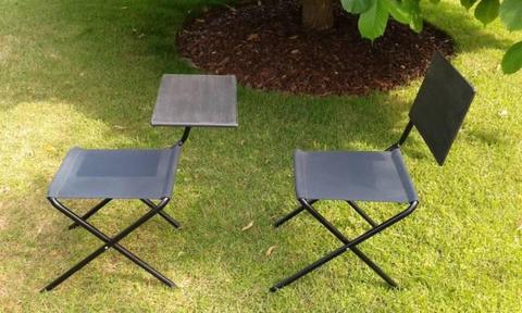 new camping chairs,collapsible back table. the pair for $15