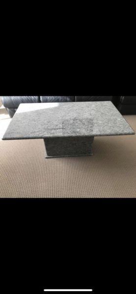 2x Grey granite coffee tables and 1x side table