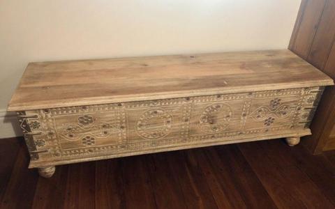 Brand new beautiful boho solid wood storage chest/blanket box
