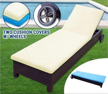 Wicker Lounge Sofa Rattan Pool Furniture Bed Cushion Wheel Chair