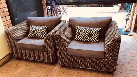 Outdoor/indoor wooden woven couch set