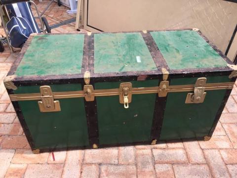 Large Old Green Sea Chest