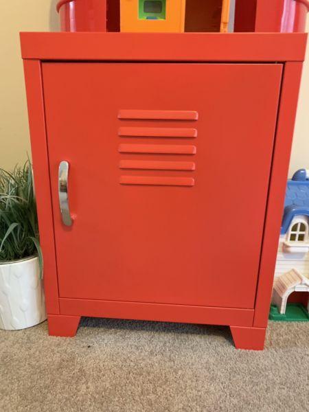 Red storage locker unit