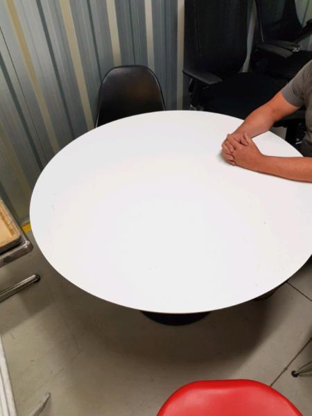 Round white meeting table