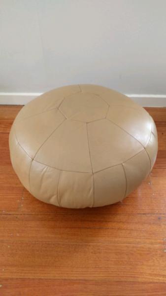 2 x cream Morrocan leather Ottoman foot rest cushions