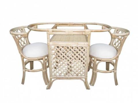 BREAKFAST SET OF 3pcs | 2 chair table | Natural Rattan