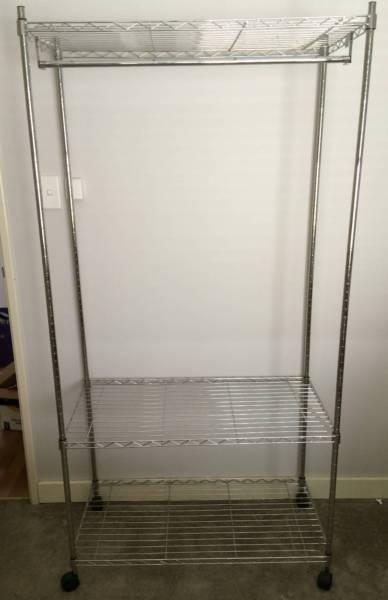 Clothing hanger unit with shelving