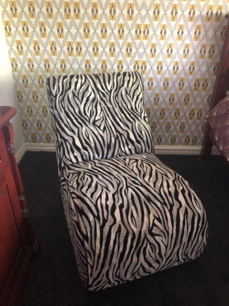 Zebra reclining chair games room man cave retro