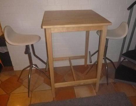 TIMBER BAR TABLE with 2 STOOLS-AS NEW COND. 1/2 Original Cost