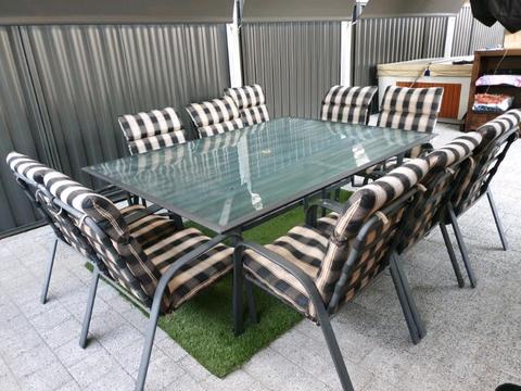 Outdoor table with 10 chairs