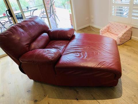 Red leather recliner set